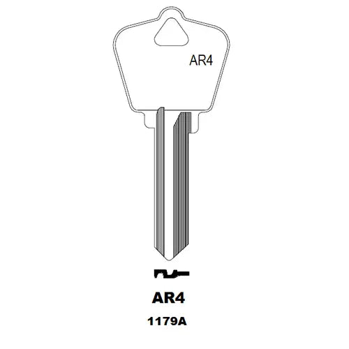 Kaba Ilco 1179A Key Blank – Arrow AR4 Keyway, Nickel-Plated Brass, 6-Pin