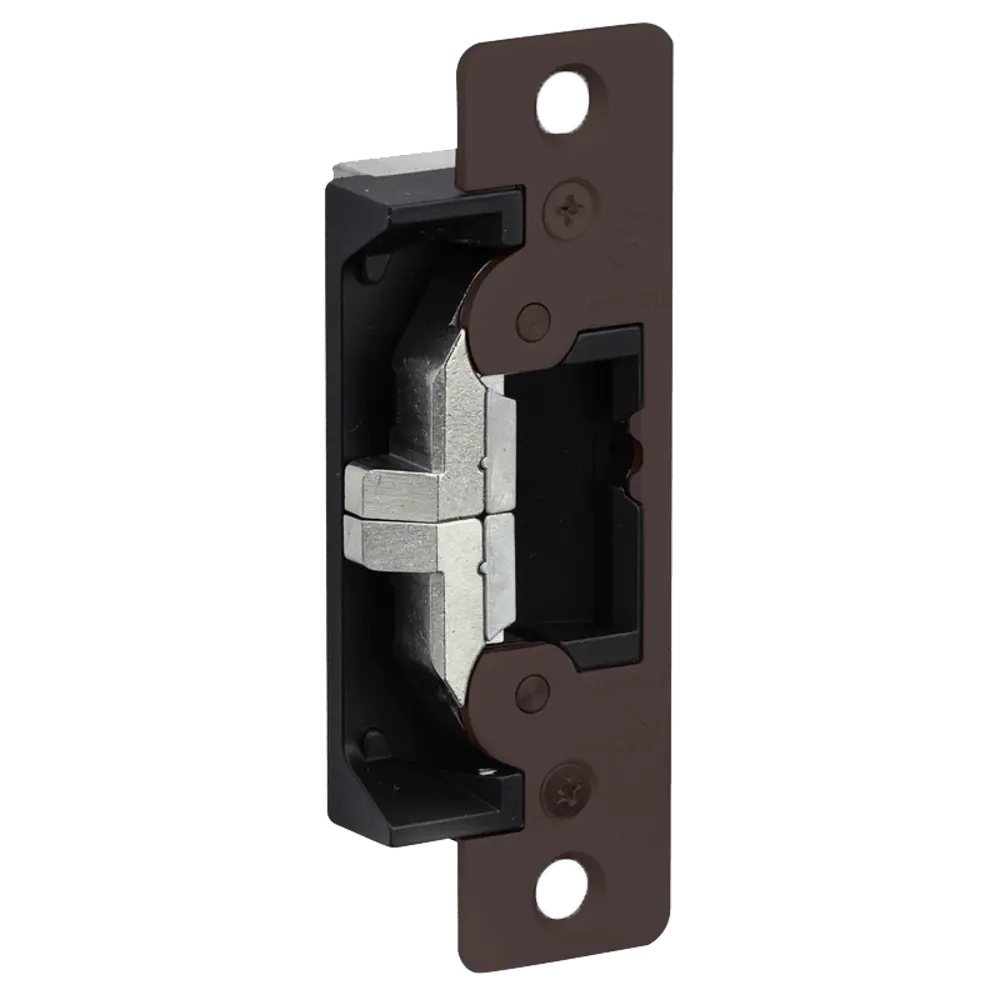 Adams Rite 7400-313 Electric Strike, Field Selectable (Fail Safe/Fail Secure), For Aluminum, Hollow Metal or Wood Applications, 4-7/8" x 1-1/4" Flat Faceplate with Radius Corners, 12, 16, 24 VAC/DC, Dark Bronze Anodized Aluminum