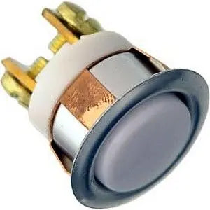 Trine 45A 5/8" Diameter Pushbutton, Silver Rim Pearl Center, Up To 30V AC/DC