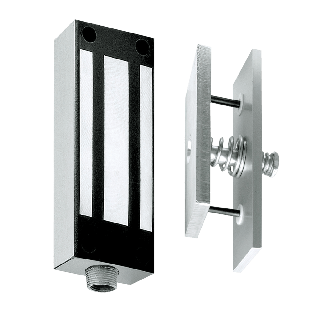 Securitron M62FGBD-SASM Maglock, 1200lbs. Holding Force, Face Drilled, Conduit Fitting, Magnetic Bond Sensor, Door Position Switch, Shock Absorbing Strike Mount, 12/24VDC, Satin Stainless Steel Finish