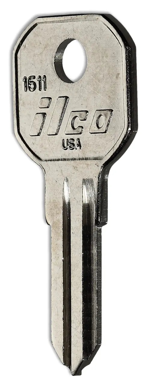Kaba Ilco 1611 Gas Cap Key Blank – Nickel-Plated Brass, Double-Sided