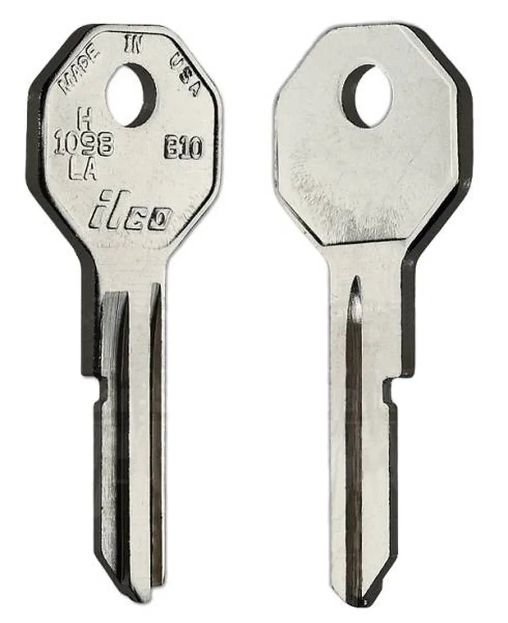 Kaba Ilco H1098LA Automotive Key Blank – Old Style GM B10, Nickel-Plated Brass