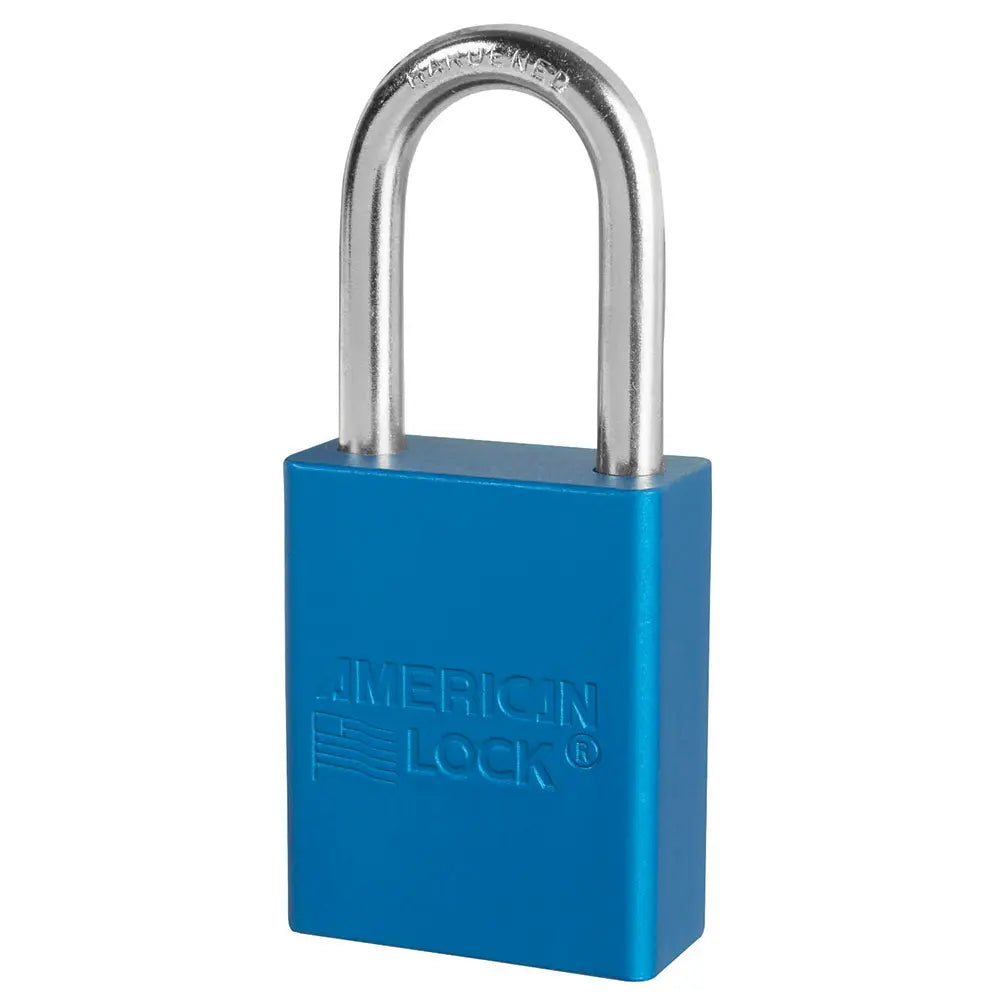 American Lock A1106KABLU 27676 Blue Anodized Aluminum Safety Padlock, 1-1/2" Body, 1-1/2" Tall 1/4" Diameter Shackle, Keyed Alike