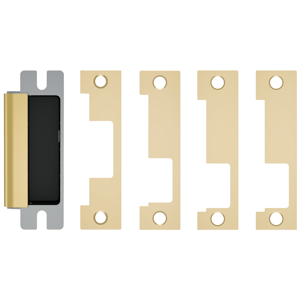 HES 1600-CLB-605 Grade 1 Electric Strike, For Cylindrical or Mortise Latchbolt and Deadbolt Locks, Auto-Sensing 12/24 VDC, Field Selectable Fail Safe/Fail Secure, Includes 1J, 1K, 1KD, 1KM Options, Bright Brass