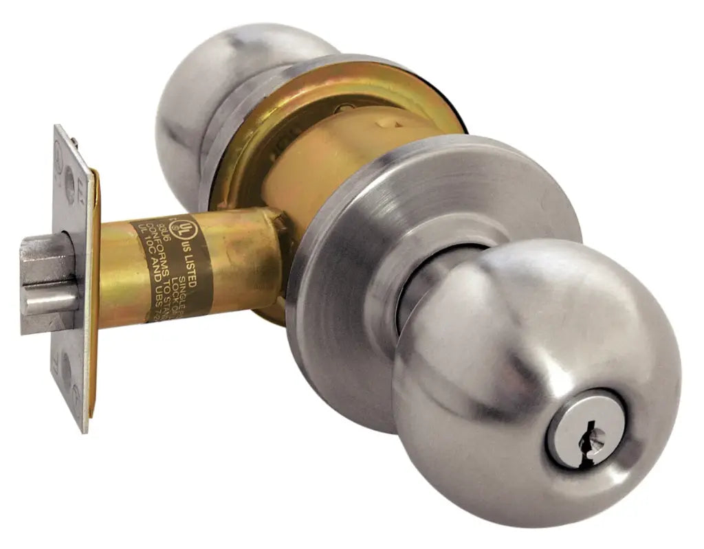 Arrow Lock RK17-BD-32D-R60-R71-KD-CS Grade 2 Ball Knob Lock, Classroom, Satin Stainless Steel, SC1, 2-3/4"