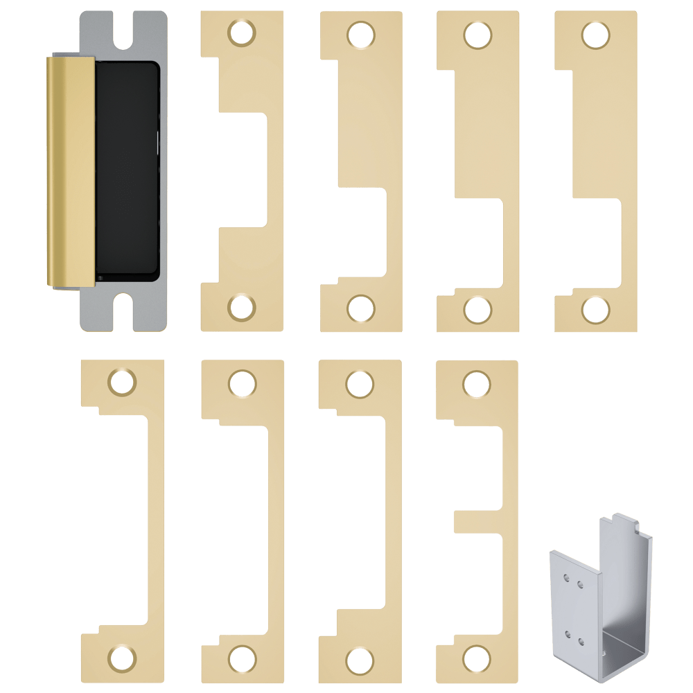 HES 1600-CS-605 Grade 1 Electric Strike, For Cylindrical or Mortise Latchbolt and Deadbolt Locks, Auto-Sensing 12/24 VDC, Field Selectable Fail Safe/Fail Secure, Includes 1J, 1K, 1KD, 1KM, 1N, 1ND, 1NM, 1NTD Options, Bright Brass