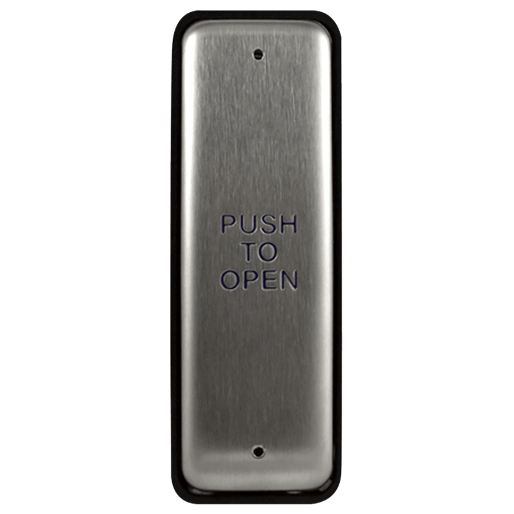 BEA 10PBJ Stainless steel push plate, 1.5" x 4.75", in jamb plate, blue text
