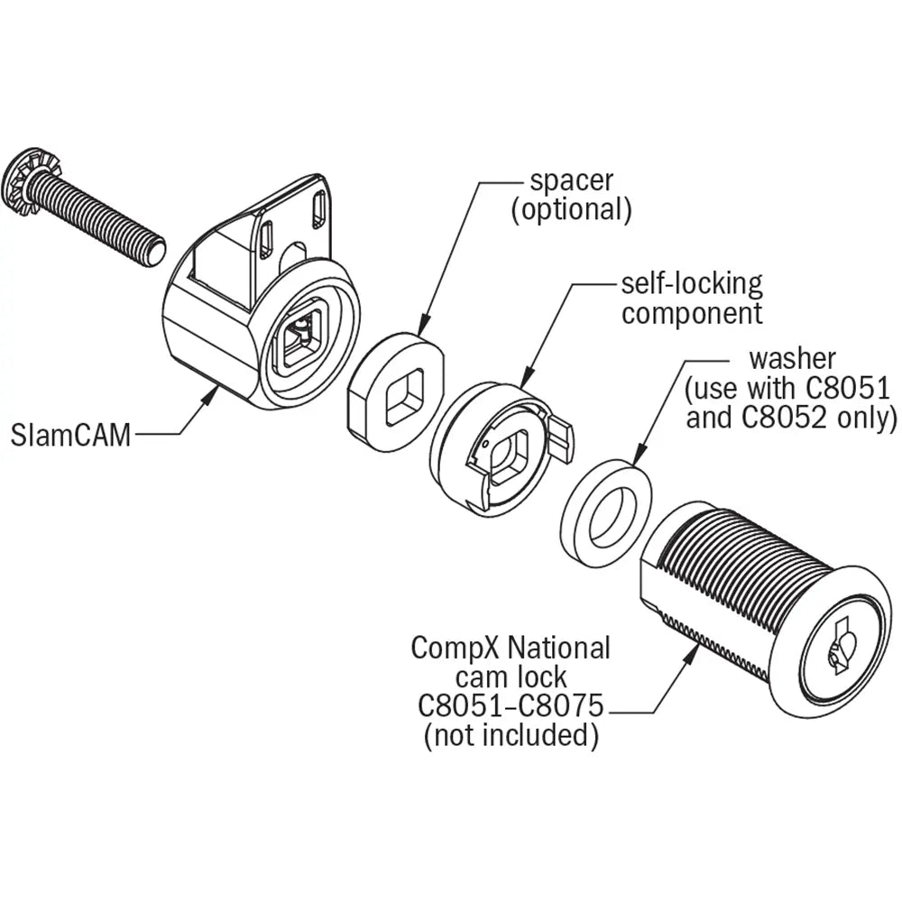 CompX National C7017 Self-Locking SlamCAM, Spring Loaded Latch Kit