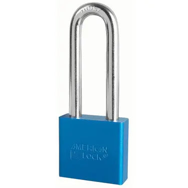 American Lock A1307KABLU 27676 Blue Anodized Aluminum Safety Padlock, 2" Body, 3" Tall 3/8" Diameter Shackle, Keyed Alike