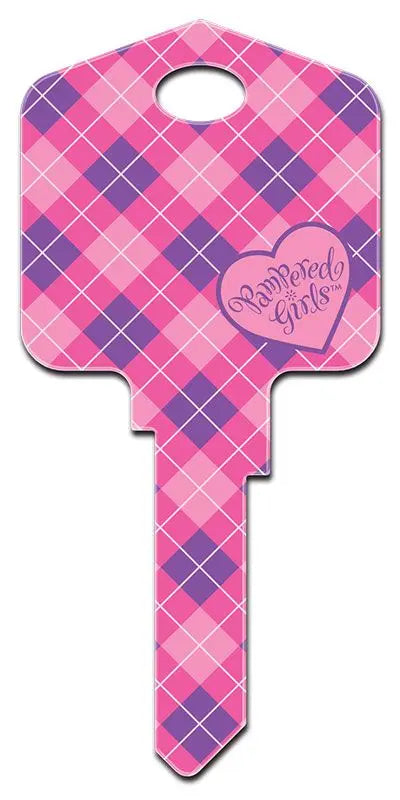 KW-PG6 Pampered Girls PLAID House Key Blank Kwikset Keyway