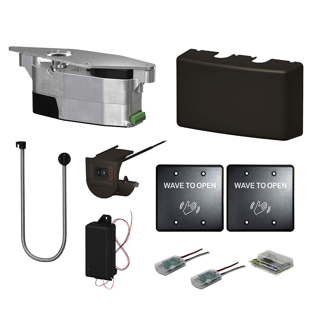 LCN 6440-3813W 695 COMPACT Low Energy Auto Operator Module Kit (Conversion Kit Only), Gearmotor Assembly, Mounting Plate and Screws, Plastic Cover, Power Supply, Door Loop, 30' Copper Wire, Includes 8310-3813W Line Powered Touchless RF Actuator Kit (2 Act