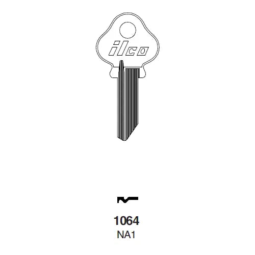 Kaba Ilco 1064 National NA1 Key Blank – 4-Pin, Nickel-Plated Brass, 50-Pack