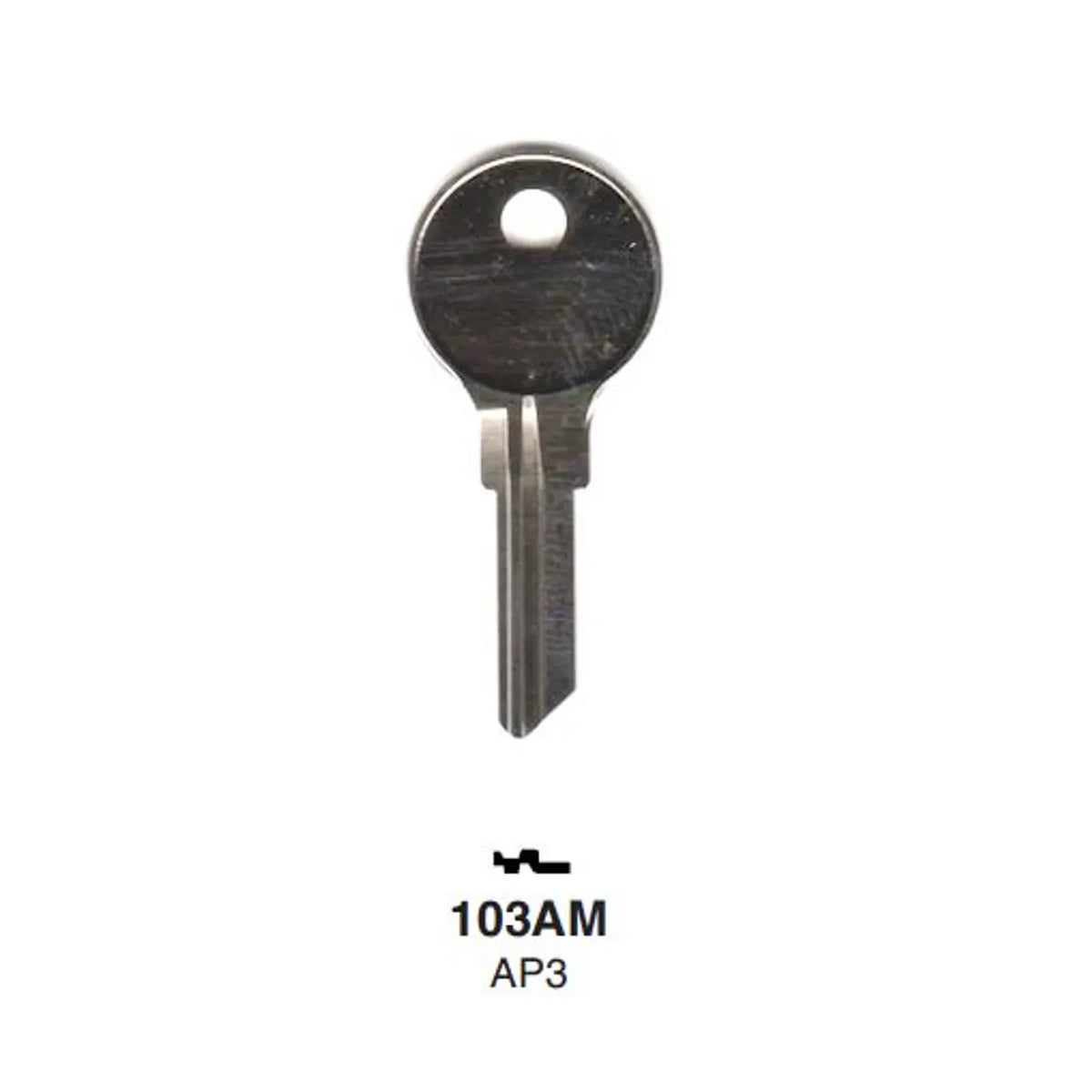 Kaba Ilco 103AM Key Blank – Chicago AP3/K103 Keyway, Nickel-Plated Brass