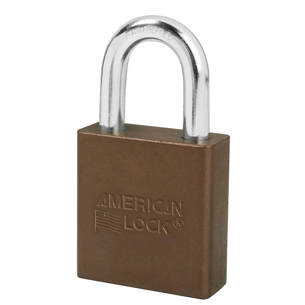 American Lock A1205BRN Brown Anodized Aluminum Safety Padlock, 1-3/4" Body, 1-1/8" Tall 5/16" Diameter Shackle, Keyed Different