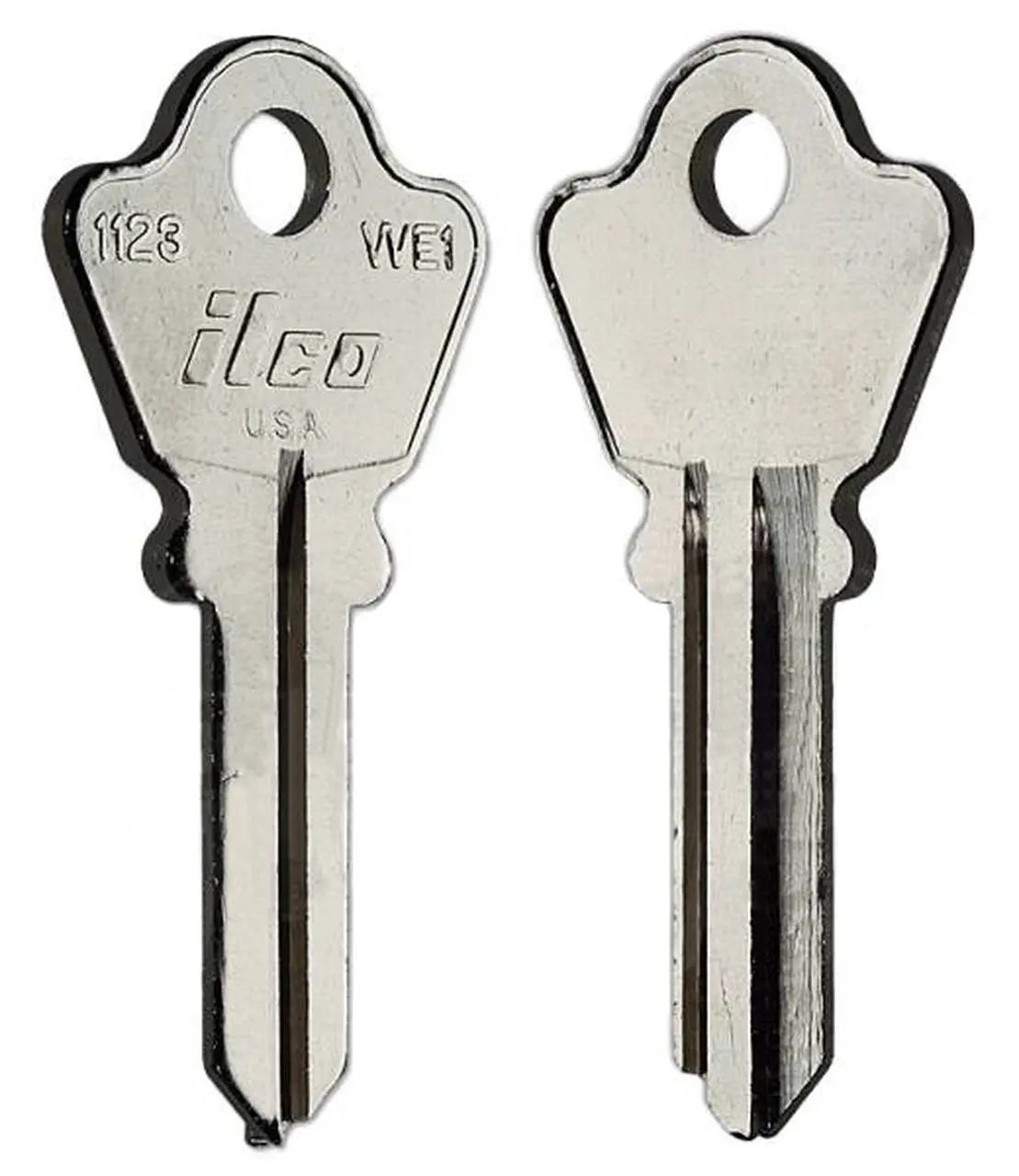 Kaba Ilco 1123 Key Blank – Welch WE1 Keyway, 5-Pin, Nickel-Plated Brass