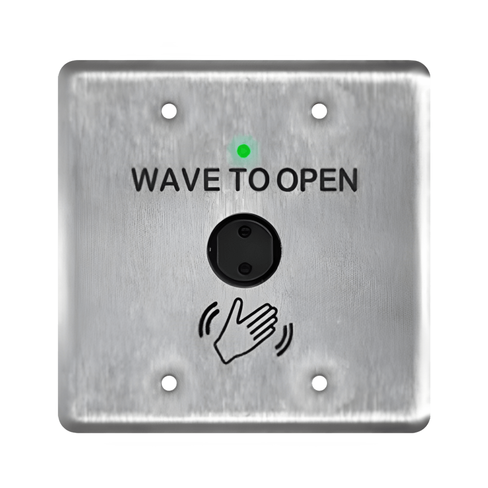 BEA 10MS51-D Touchless Actuator, Battery-Powered, Double Gang, "Wave To Open", Hand Logo, Stainless Steel Finish