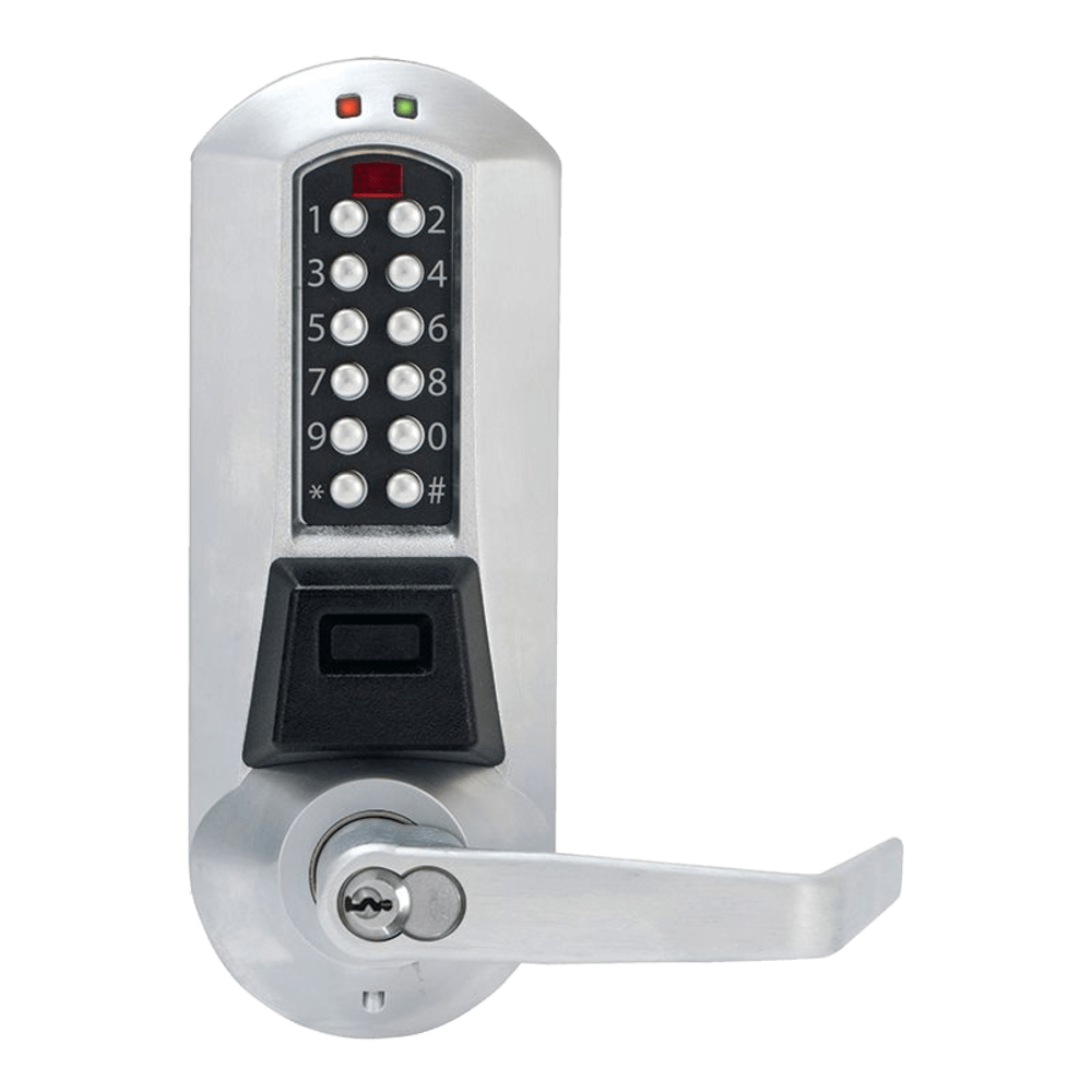 DormaKaba E5710BWL-626-41 E-Plex 5700 Prox Exit Trim, 3,000 Access Codes, 30,000 Audit Events, 6/7-Pin SFIC Prep, Less Core, Satin Chrome