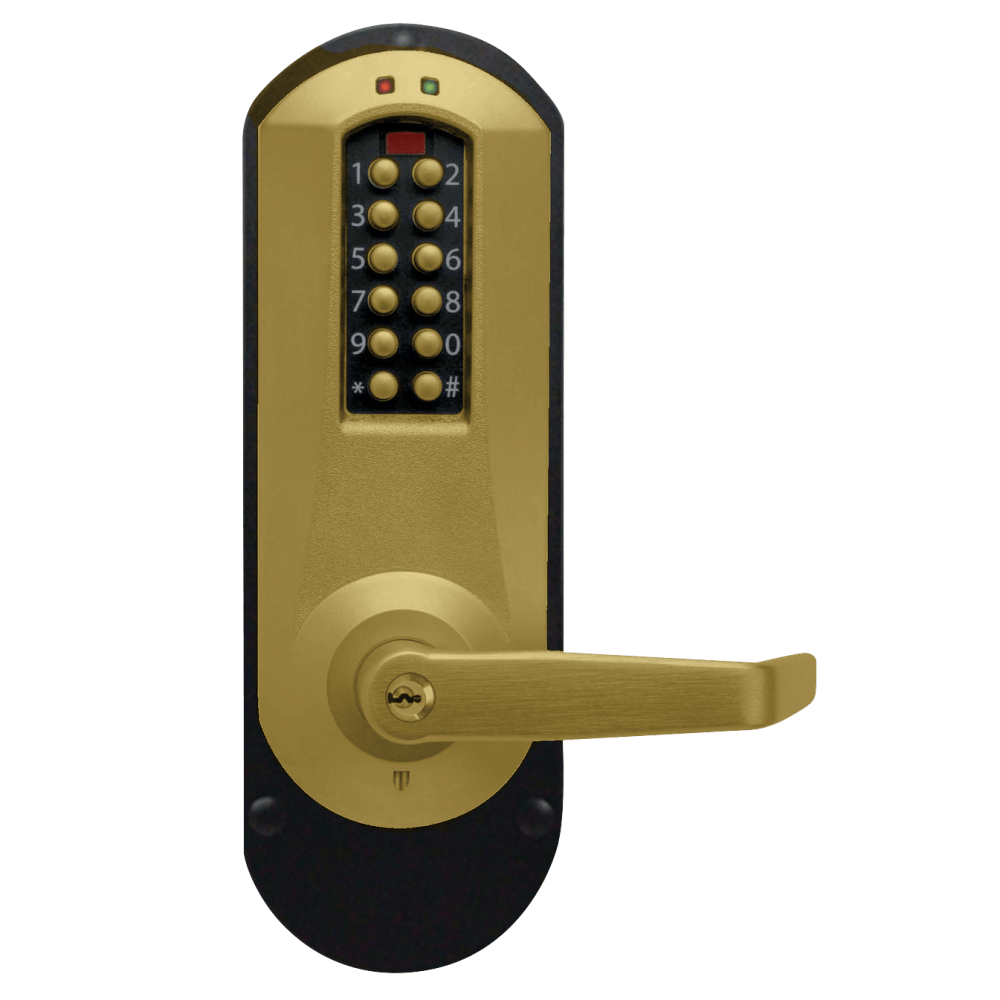 DormaKaba E5010XSWL-606-41 E-Plex 5000 Exit Trim, Winston Lever, 100 Access Codes, 3,000 Audit Events, KIL, Schlage C Keyway, Satin Brass