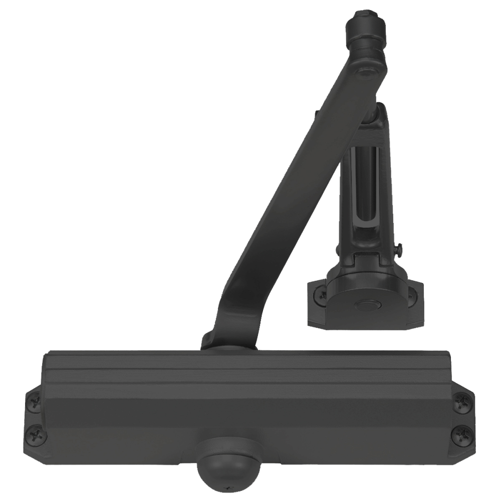 Norton 1601H 693 Grade 1 Tri Mount Surface Closer, Pull Side, Regular, Friction Hold, 90 to 180 Deg. Swing, Adjustable Size 1-6, Black Painted Finish, Non-Handed