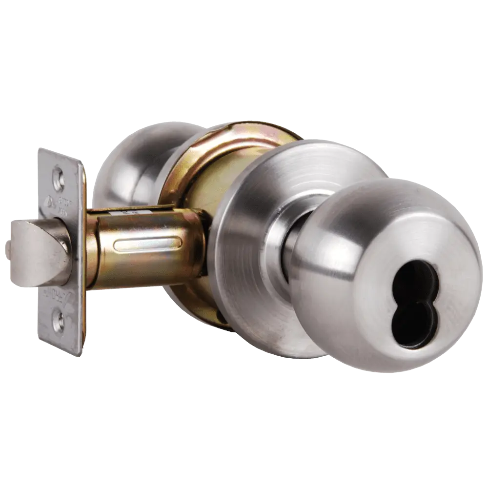 Arrow Lock RK12-BD-32D-R60-R70-IC Grade 2 Ball Knob Lock, Storeroom, Satin Stainless Steel, SFIC, 2-3/8"