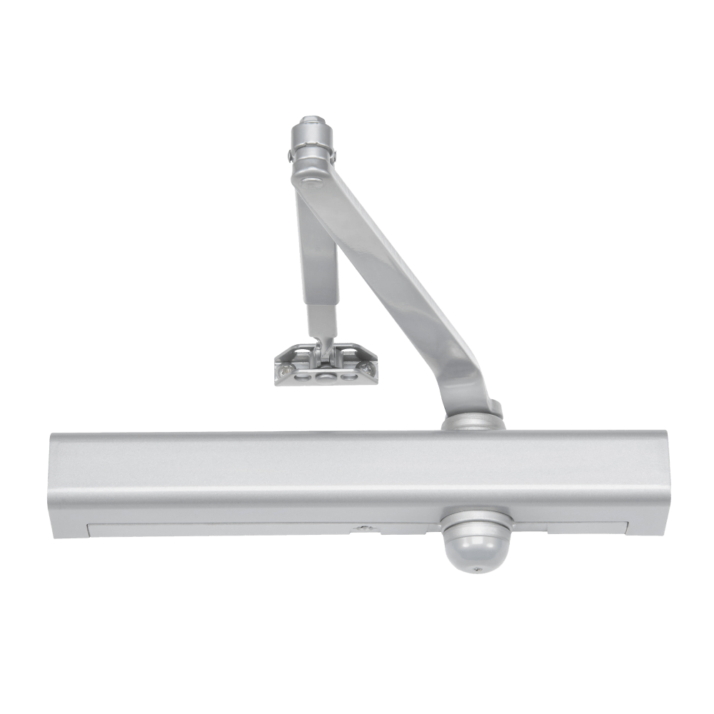 Norton 8301DA 689 Grade 1 Surface Closer, Hydraulic Tri Mount Push or Pull Side Mounting, Regular Arm, Delay, Plastic Cover, Size 1 to 6, Aluminum Painted Finish, Non-Handed