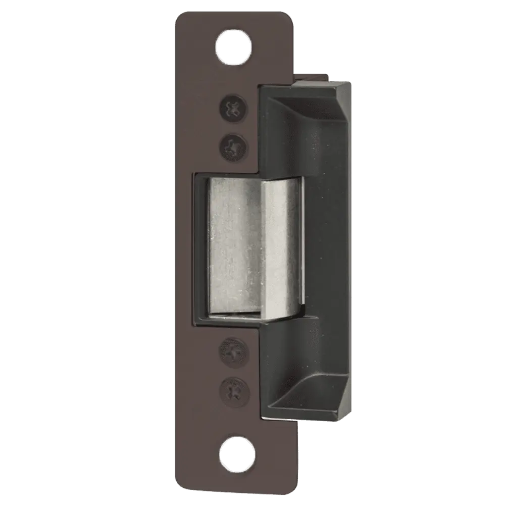 Adams Rite 7100-440-313-00 Grade 1 Electric Strike, Fail Secure, 16 VAC, for Aluminum Applications, 4-7/8" x 1-1/4" Flat Faceplate with Round Corners, Dark Bronze Anodized Finish