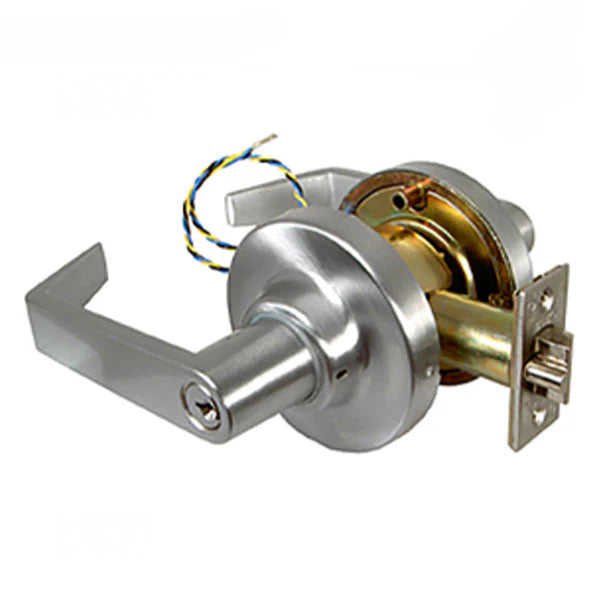 Marks USA 195FEU/26D Grade 1 Electrified Lock, Fail Secure, 24VAC/DC, American Lever, 2-3/4", SC1, Satin Chrome
