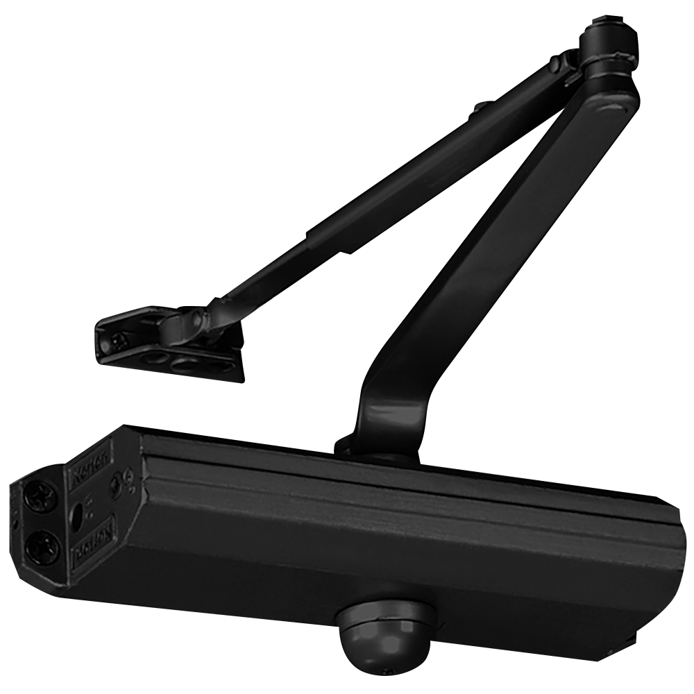 Norton 1601 693 Grade 1 Tri Mount Surface Closer, Pull Side, Regular, 180 Deg. Swing, Adjustable Size 1-6, Black Painted Finish, Non-Handed