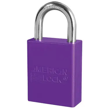 American Lock A1105KAPRP 27676 Purple Anodized Aluminum Safety Padlock, 1-1/2" Body, 1" Tall 1/4" Diameter Shackle, Keyed Alike