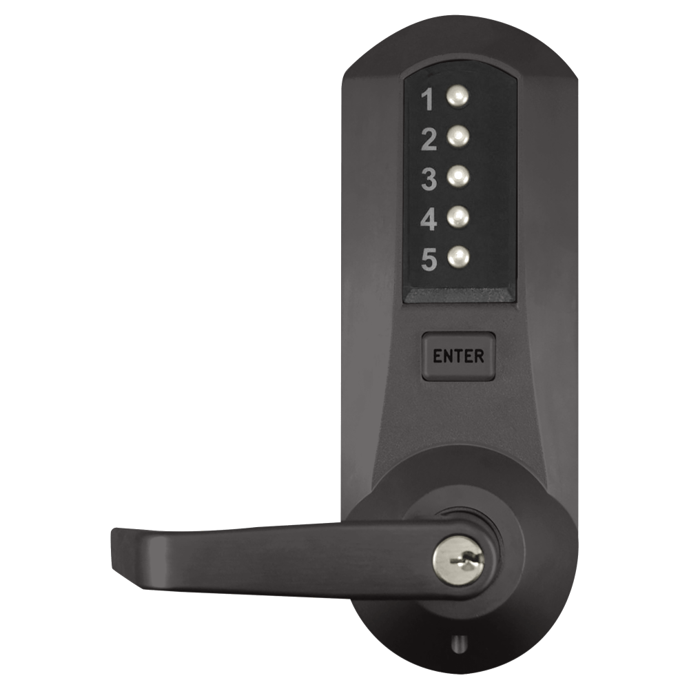 DormaKaba 5035XKWL-744-41 Cylindrical Combination Lever Lock, Interior Combination Change, DOD, 2-3/4" Backset, 3/4" Throw Latch, KIL, Kaba 90 Keyway, Dark Bronze with Brass Accents