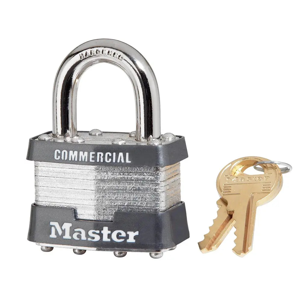 Master Lock 1KA 2526 Laminated Steel Padlock 1-3/4" Body, 15/16" Tall 5/16" Diameter Shackle, Keyed Alike