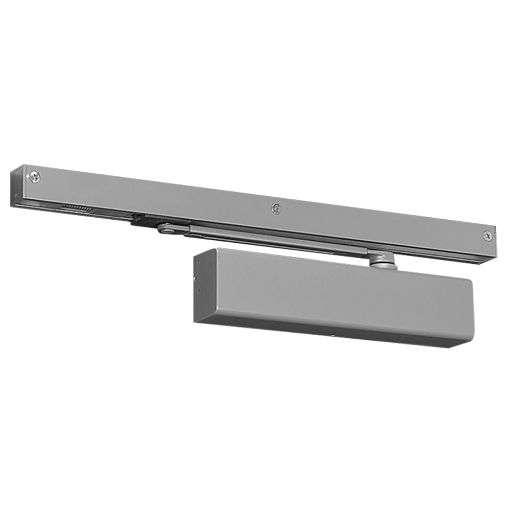 Norton 7500ST 689 Grade 1 Slide Track Door Closer, Pull Side, Slide Track Arm Standard, Size 1 to 6, Plastic Cover, Aluminum Painted Finish, Non-Handed