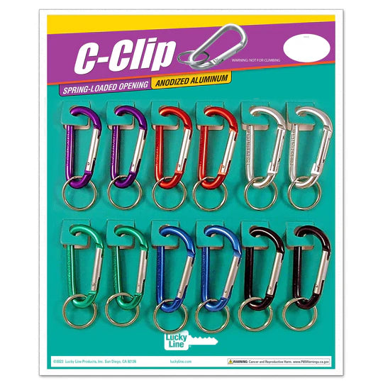 Lucky Line 46112 Large C-Clip with Split Key Ring Assorted 12 Per Card