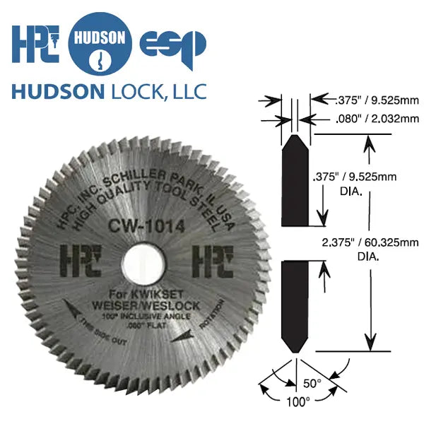 HPC CW-1014 Kwikset, Weslock & Weiser Double-Sided Cutter for 1200CM Machines