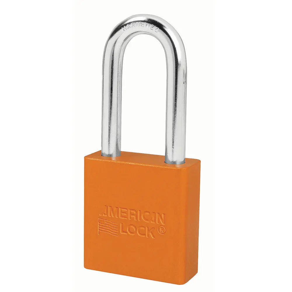 American Lock A1206ORJ Orange Anodized Aluminum Safety Padlock, 1-3/4" Body, 2" Tall 5/16" Diameter Shackle, Keyed Different