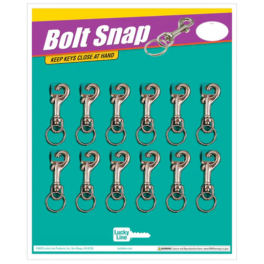 Lucky Line 45112 Nickel Plated Zinc Bolt Snap with Ring 12 Per Card