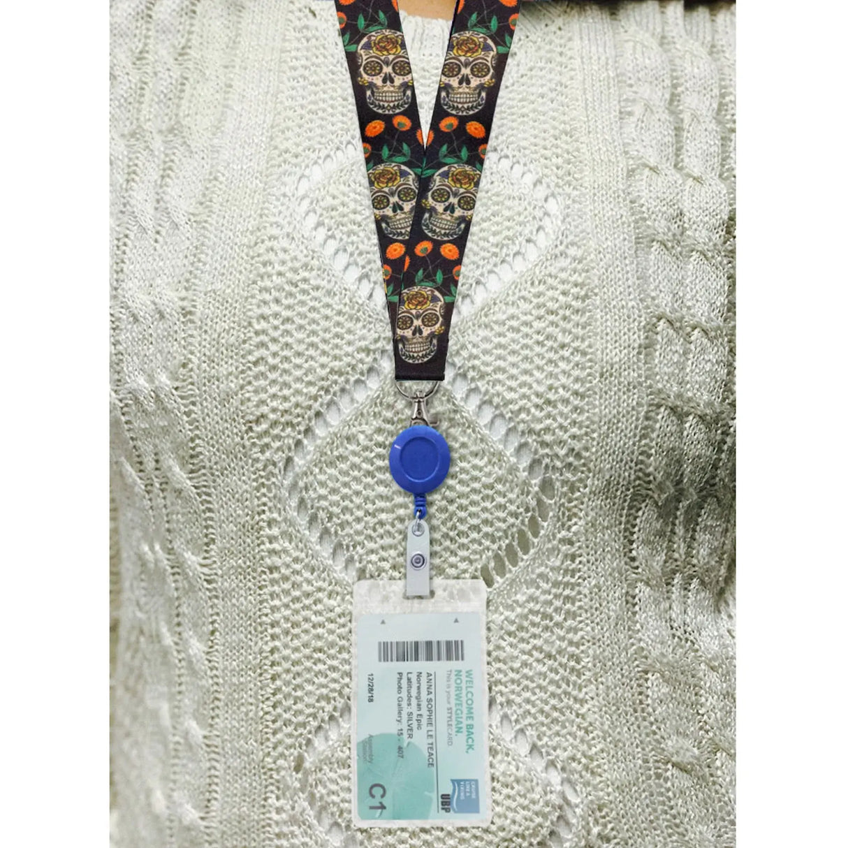 Lucky Line C210 Designer Lanyard Sugar Skull with UPC