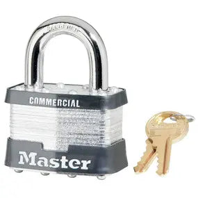 Master Lock 25KA 10L130 Laminated Steel Padlock 2" Body, 1" Tall 3/8" Diameter Shackle, Rekeyable, Keyed Alike