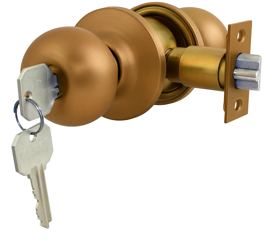 Marks USA 110F/10-E4 Grade 2 Round Knob Lock, Storeroom, 2-3/4", SC1, Satin Bronze