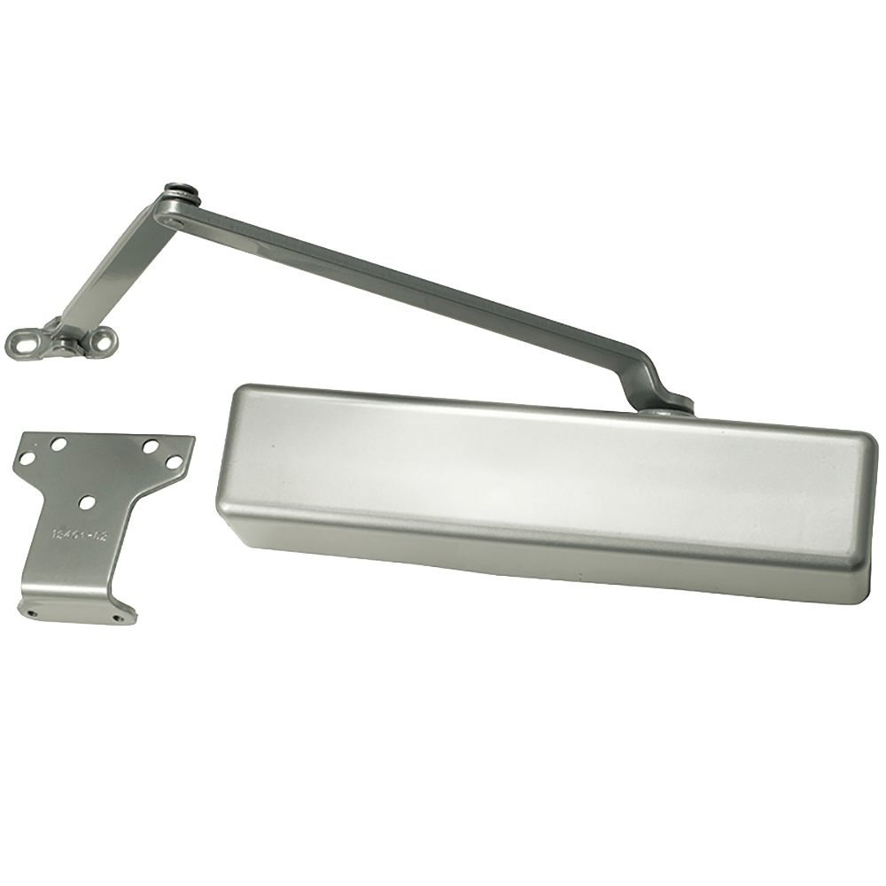 LCN 1461-RW/PA 689 Grade 1 Tri Mount Surface Closer, Push or Pull Side, Double Lever Arm Regular, Slim Plastic Cover, 180 Deg. Swing, With Parallel Arm Bracket, Aluminum Painted Finish, Non-Handed