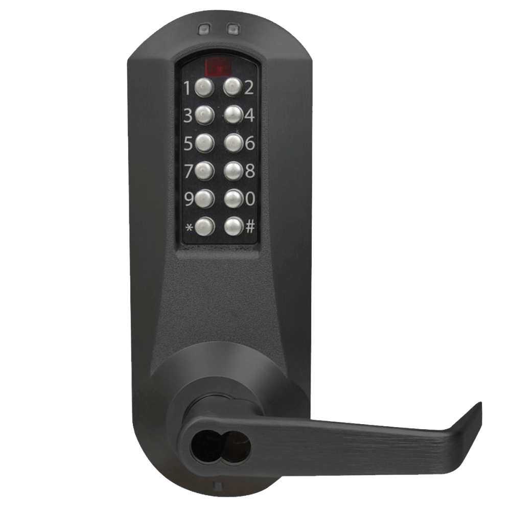 DormaKaba E5031RWL-676-41 E-Plex 5000 Cylindrical Lock, Winston Lever, 100 Access Codes, 3,000 Audit Events, Sargent LFIC Prep, Less Core, 2-3/4" Backset, 1/2" Throw, Black