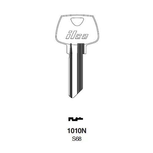 Kaba Ilco 1010N Key Blank – Sargent S68 Keyway, 5-Pin Nickel-Plated Brass