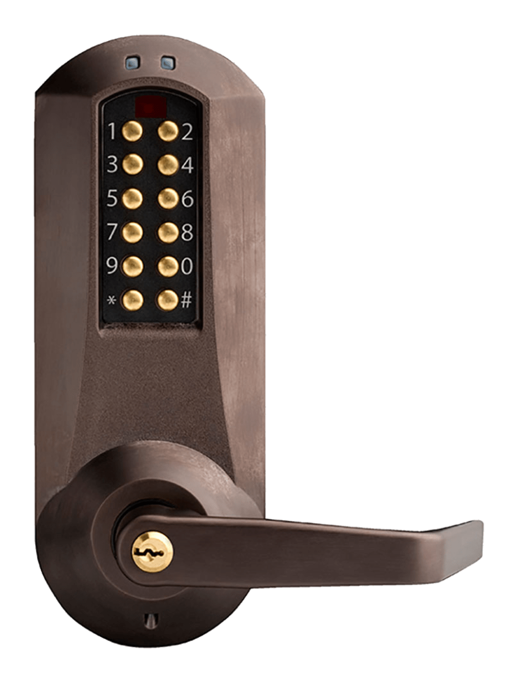 DormaKaba E5066XSWL-RU-744-41 E-Plex 5000 Mortise Lock, Winston Lever, 100 Access Codes, 3,000 Audit Events, KIL, Schlage C Keyway, Remote Unlock, Dark Bronze with Brass Accents
