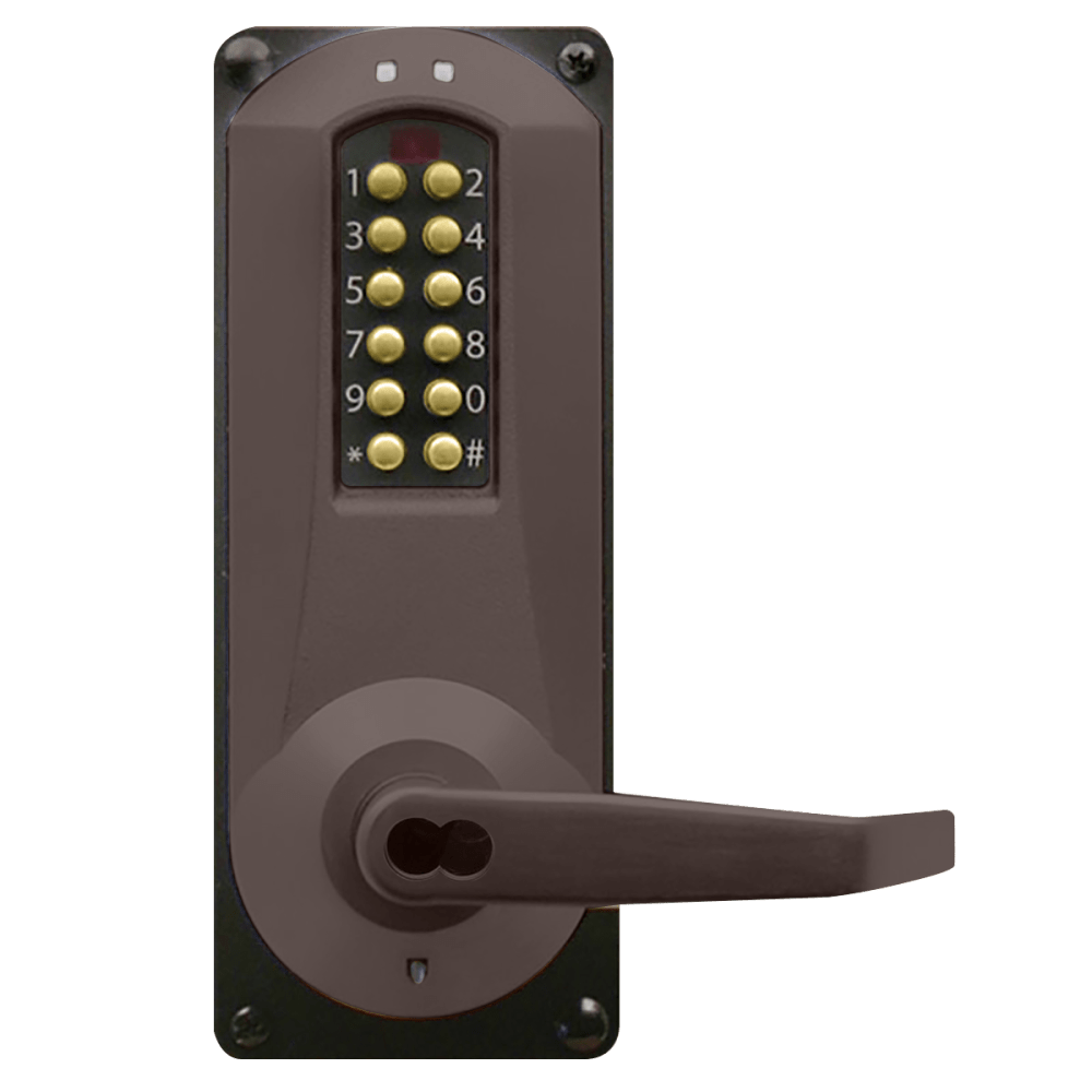 DormaKaba E5086BWL-744-41 E-Plex 5086 Entry/Egress Back to Back Mortise Lock, 100 Access Codes, 3,000 Audit Events, 6/7-Pin SFIC Prep, Less Core, Dark Bronze with Brass Accents