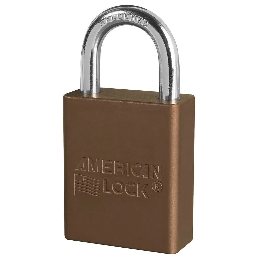 American Lock A1105BRN Brown Anodized Aluminum Safety Padlock, 1-1/2" Body, 1" Tall 1/4" Diameter Shackle, Keyed Different