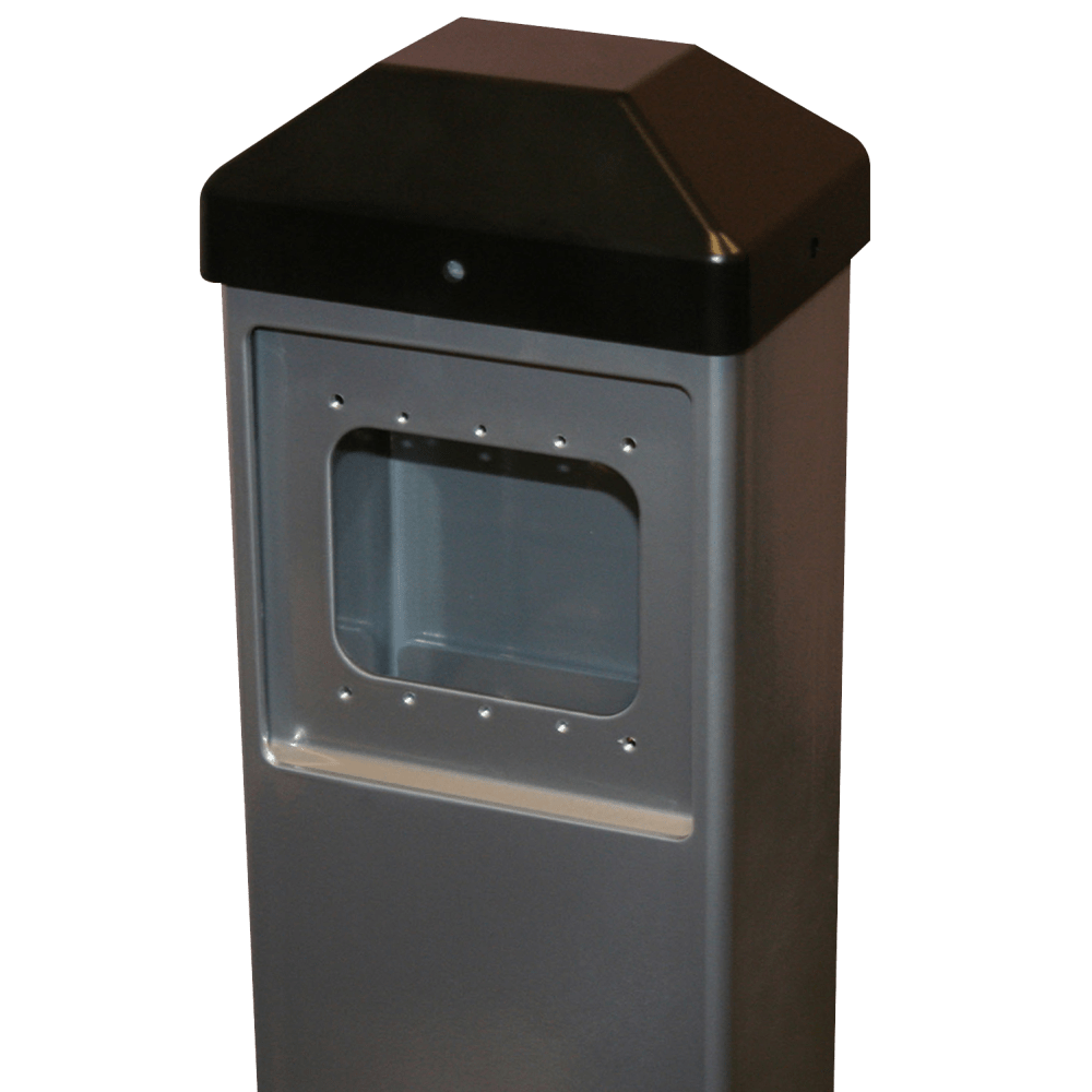 BEA 10BOLLARDSLV Push Plate Bollard, Powder Coated Carbon Steel, accomodates 4.5" and 4.75"square and 4.5" round and Vestibule plate, Silver