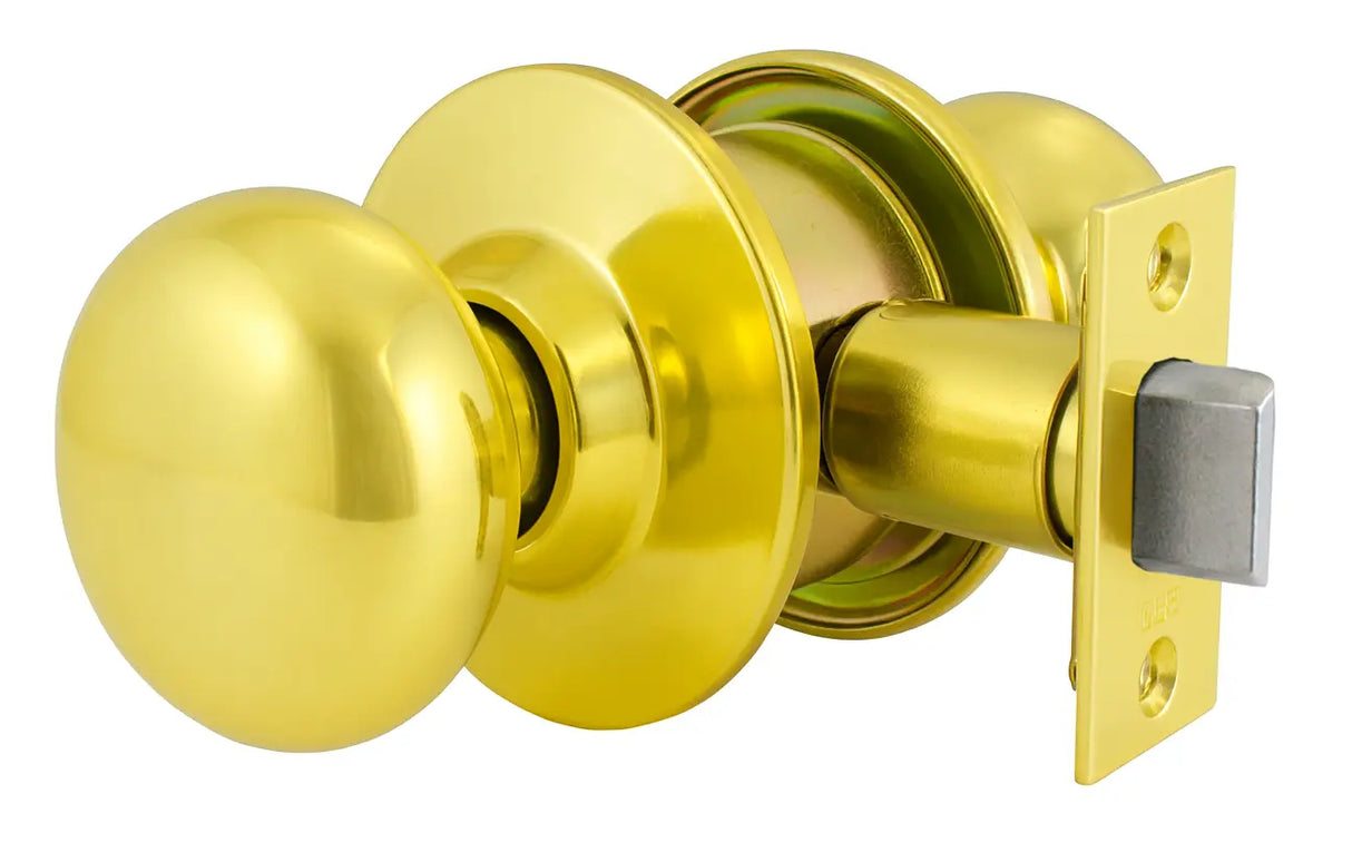 Marks USA 110N/3-E4 Grade 2 Round Knob Lock, Passage, 2-3/4", SC1, Polished Brass