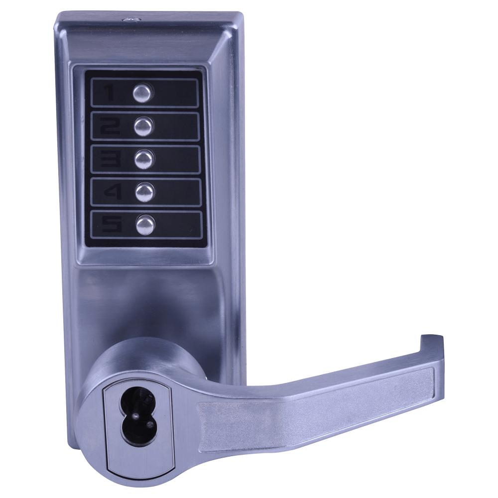 DormaKaba LR8146C-26D-41 Mortise Combination Lever Lock, Key Override, Passage, Lockout, Corbin Russwin 6-Pin LFIC Prep, Less Core, Satin Chrome