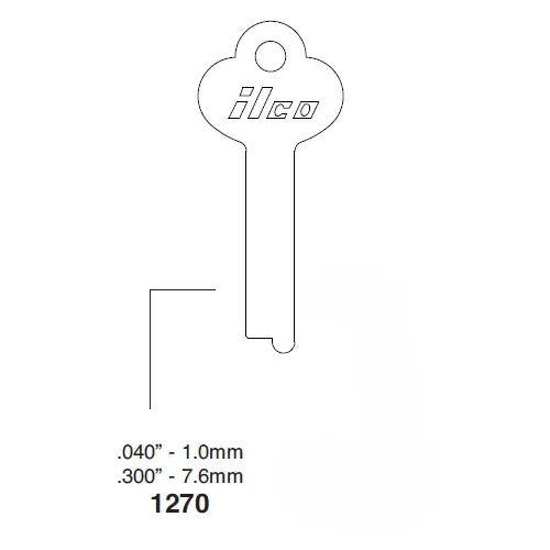 Kaba Ilco 1270 Flat Steel Key Blank, TA-T93L