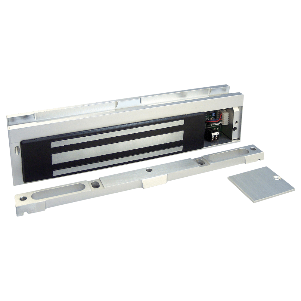 Securitron M38DL Maglock, 600lbs. Holding Force, Door Position Switch, Bracket Mount, LED, 12/24VDC, Satin Aluminum Clear Anodized